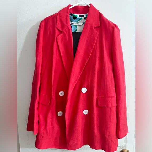 Zara Red Linen Suit - Picture 2 of 4
